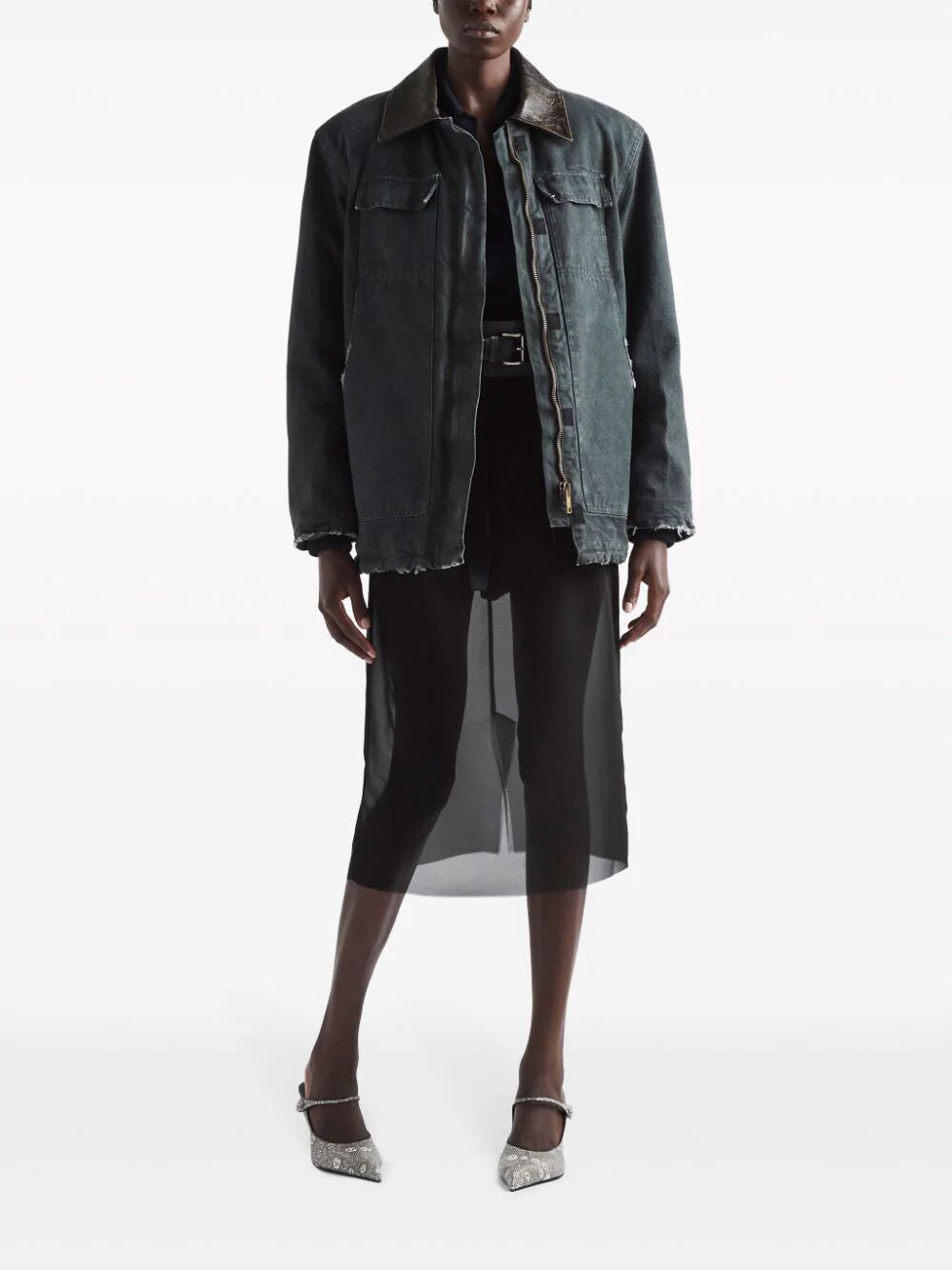 PRADA Chic Semi-Sheer Pencil Skirt