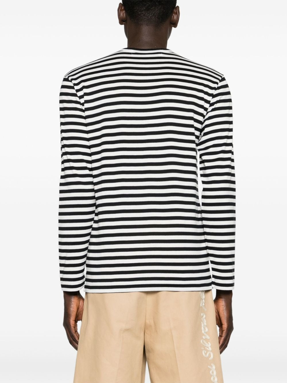 COMME DES GARÇONS PLAY Heart Emblem Long-Sleeved Striped T-Shirt