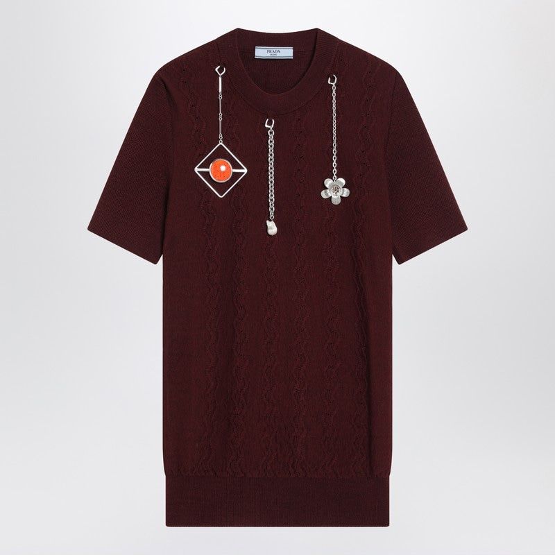 PRADA Wool Sweater with Charms - FW25 Collection