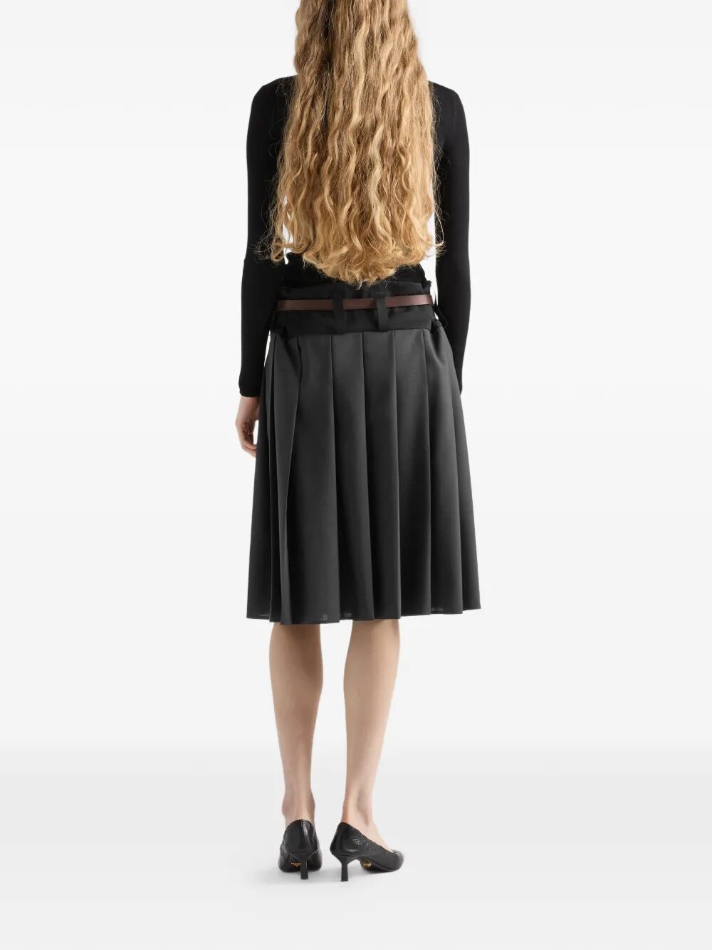 PRADA Ribbed Knit Wool Crewneck Sweater - Slim Fit