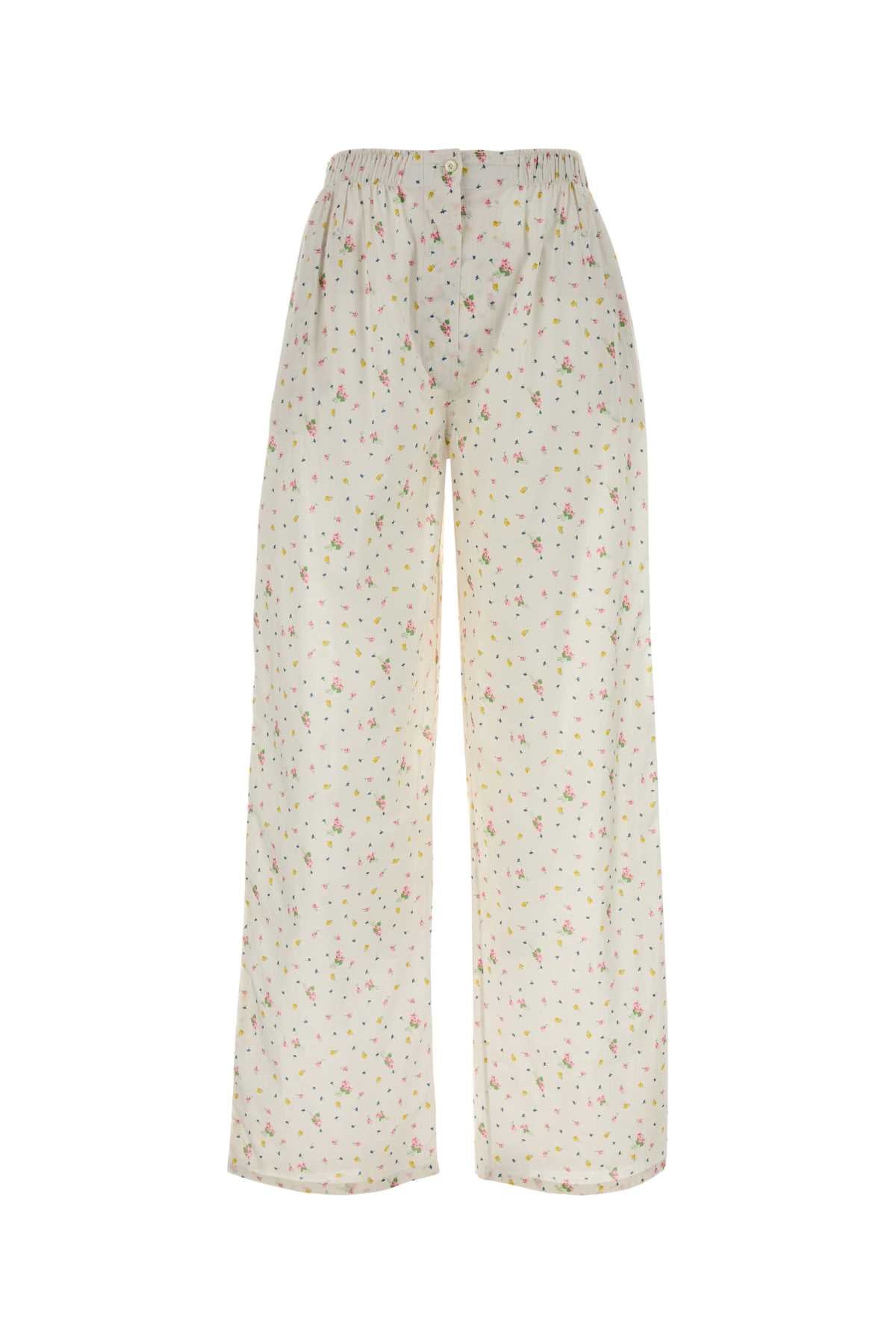 PRADA Floral Printed Cotton Trousers for Women