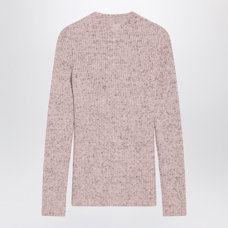PRADA Ribbed Wool Cardigan with Crew Neck - Slim Fit