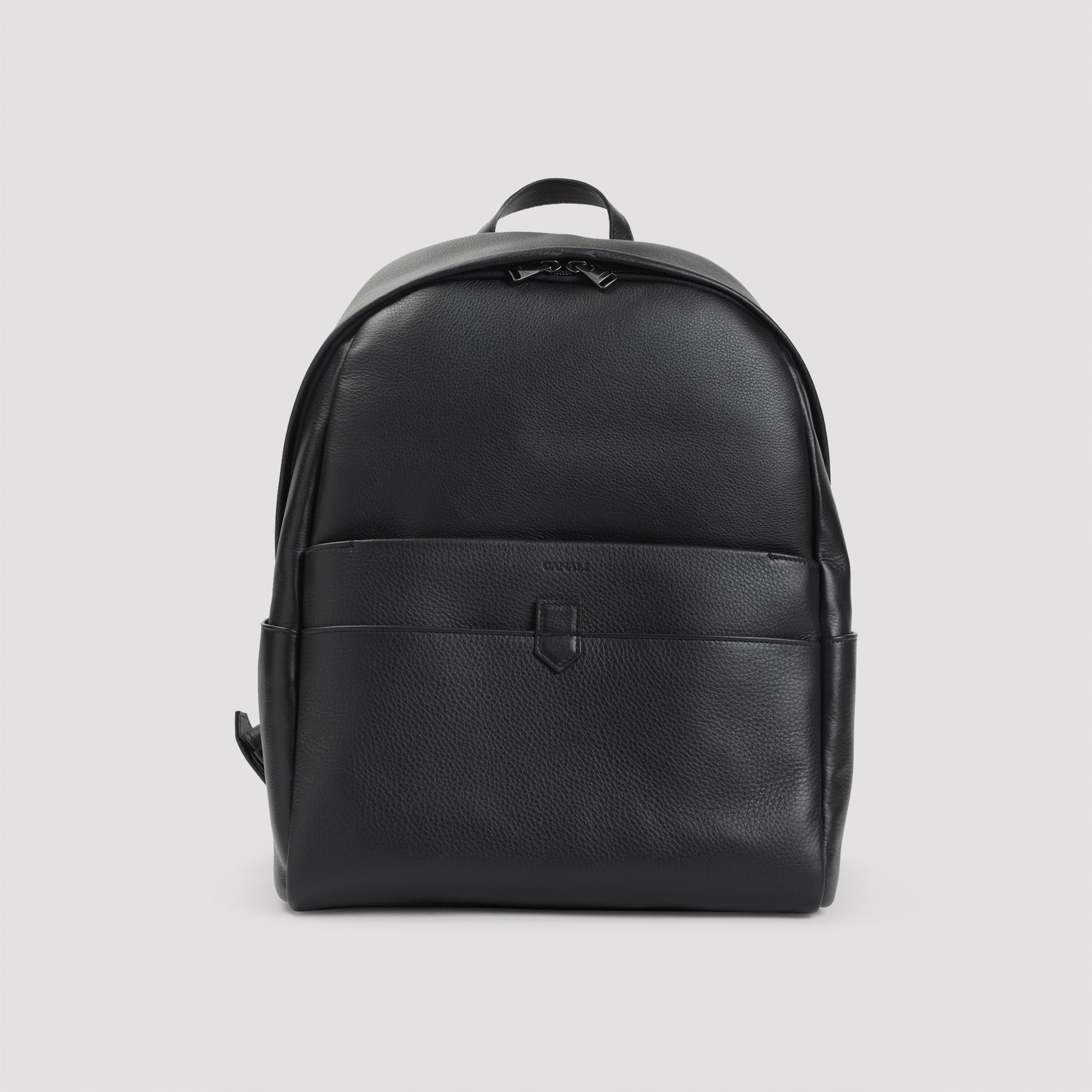 CANALI Leather Backpack with Top Handle and Adjustable Straps
