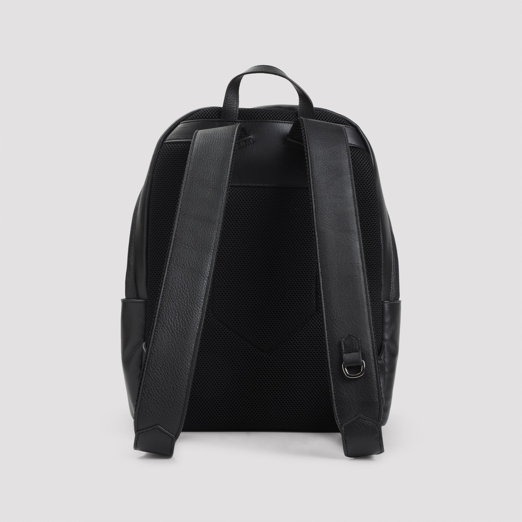CANALI Leather Backpack with Top Handle and Adjustable Straps