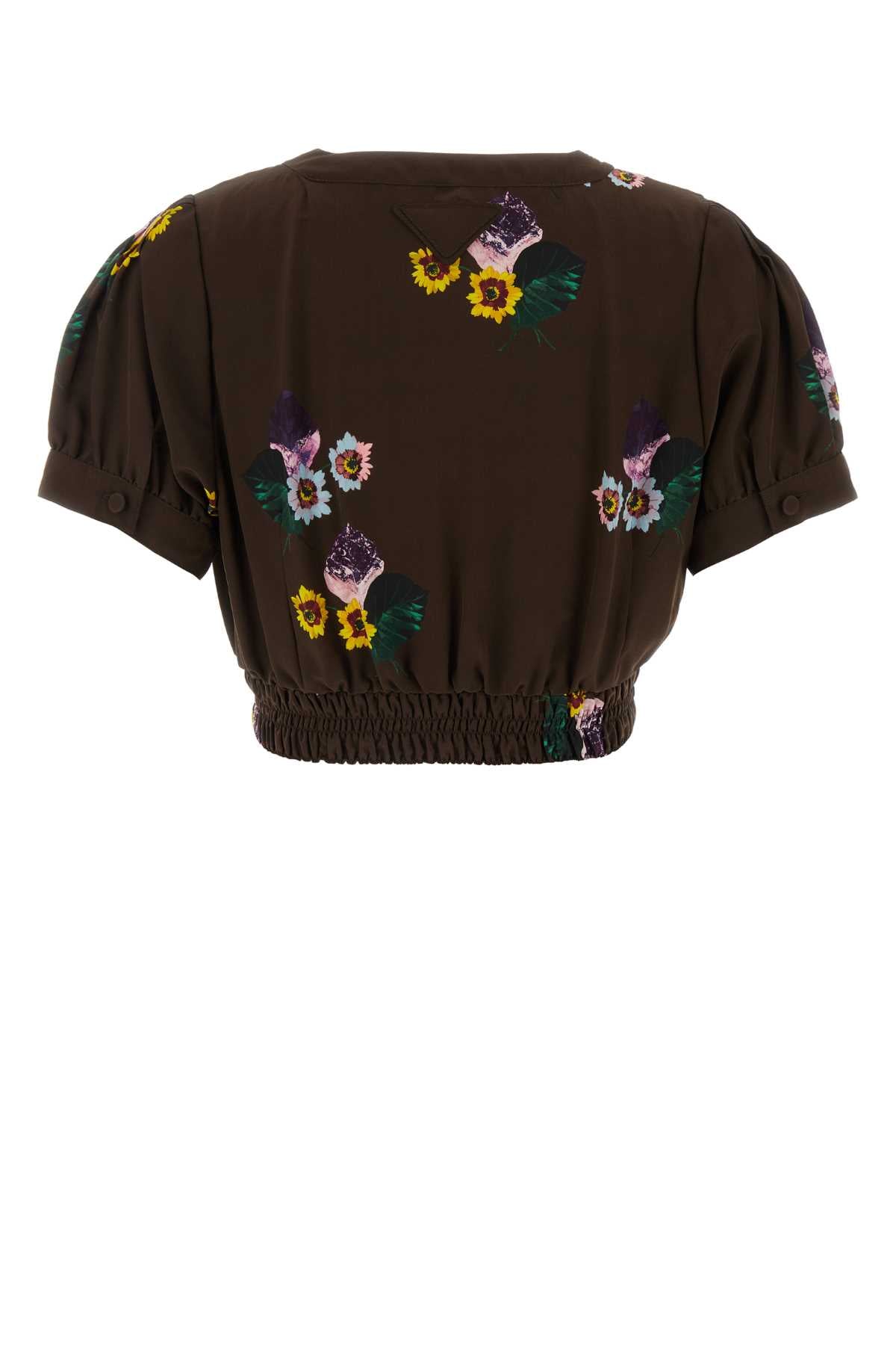 PRADA Floral Printed Mini Crop Top