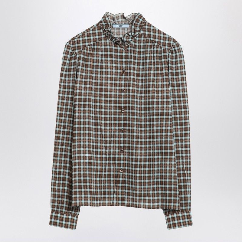 PRADA Check-Patterned Silk Blend Shirt for Women