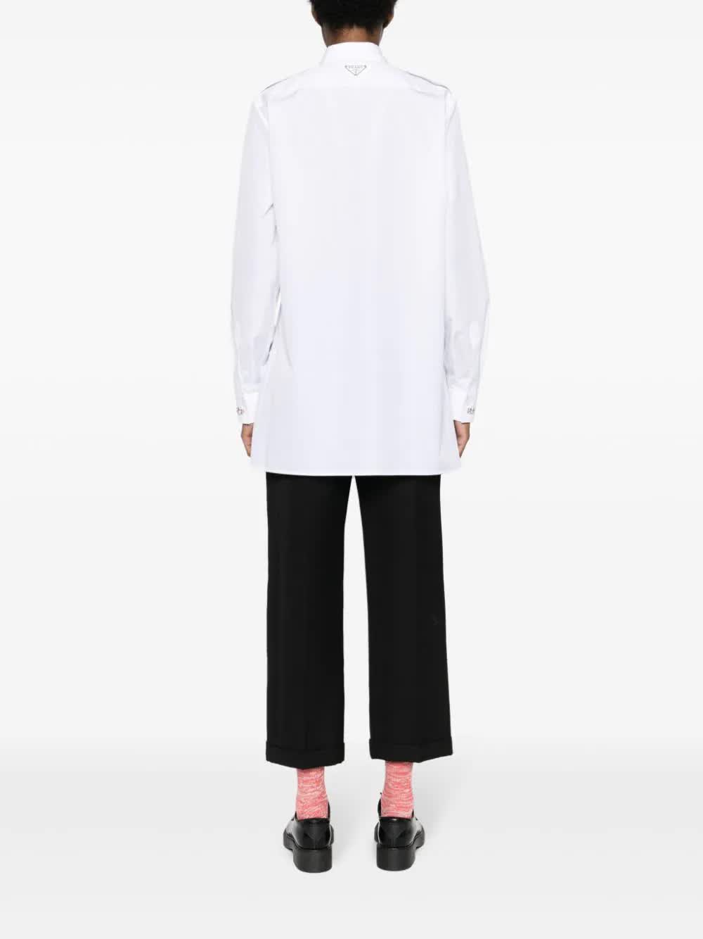 PRADA Crystal-Button Mini Cotton Shirt