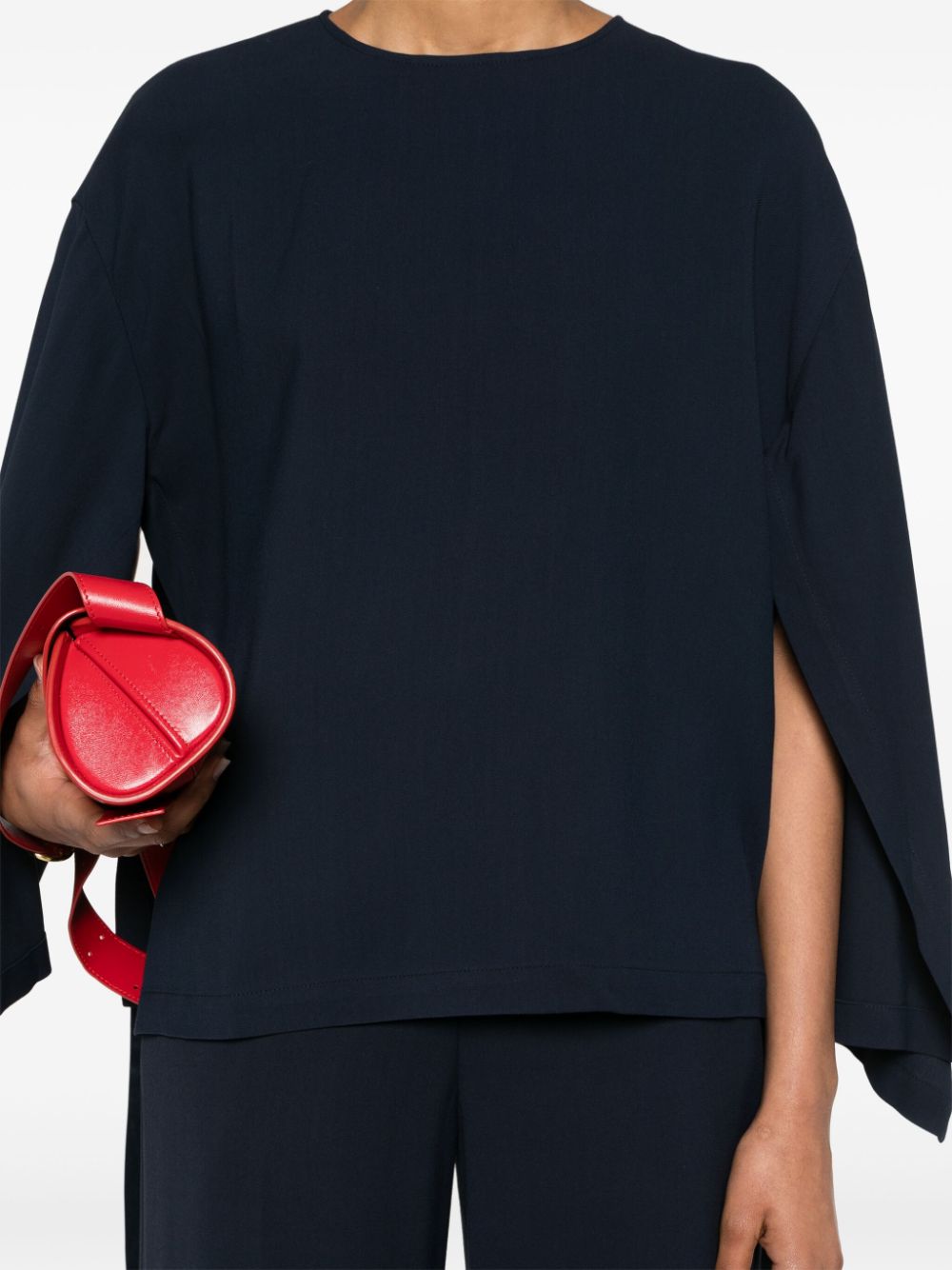 ERIKA CAVALLINI Cady Texture Blouse with Drop Shoulders and Open Sides