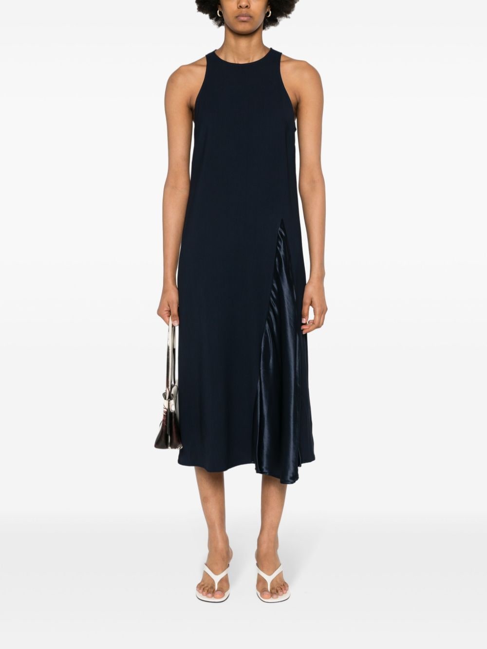 ERIKA CAVALLINI Sleeveless Midi Dress with Satin Trim