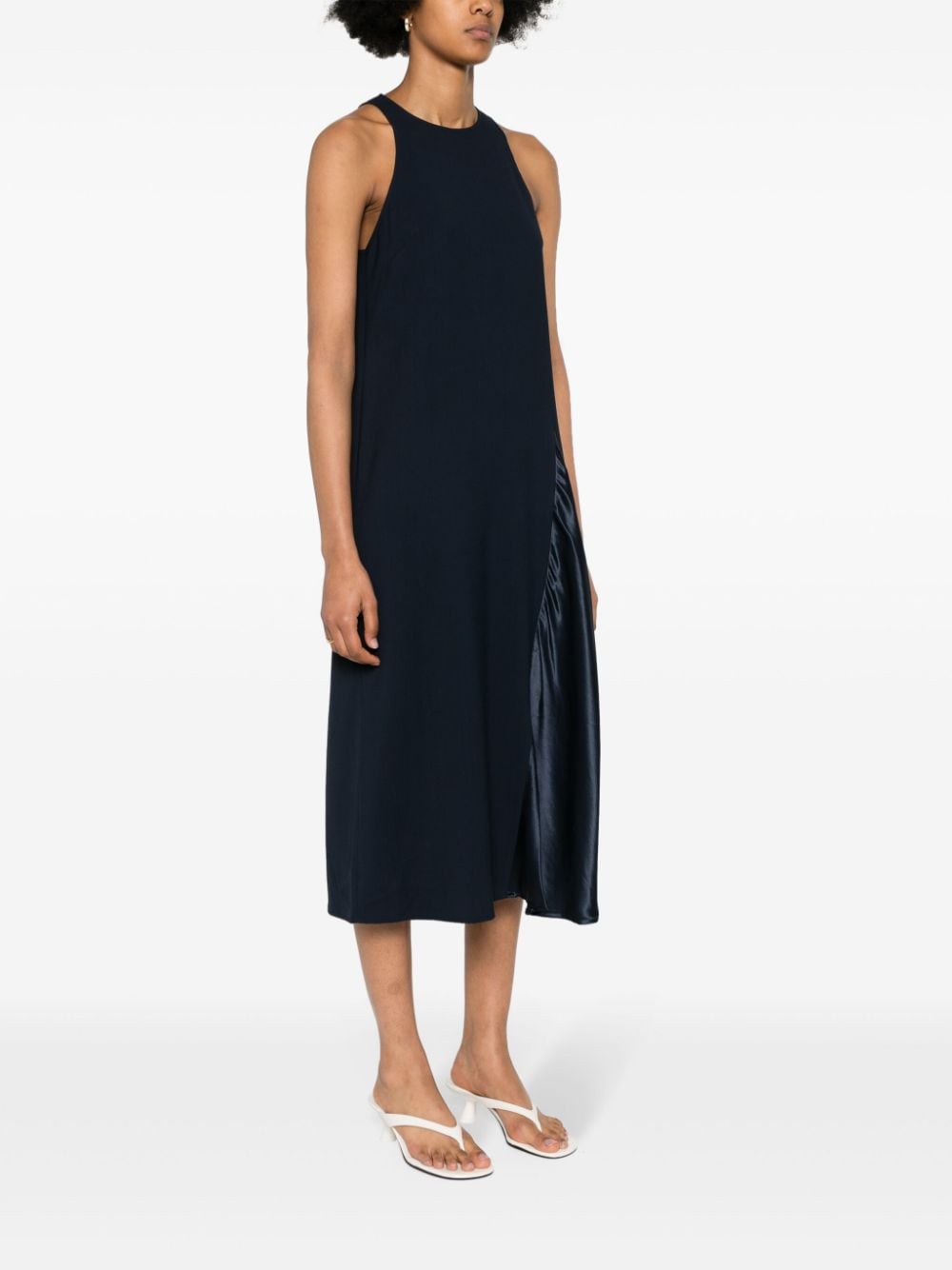 ERIKA CAVALLINI Sleeveless Midi Dress with Satin Trim