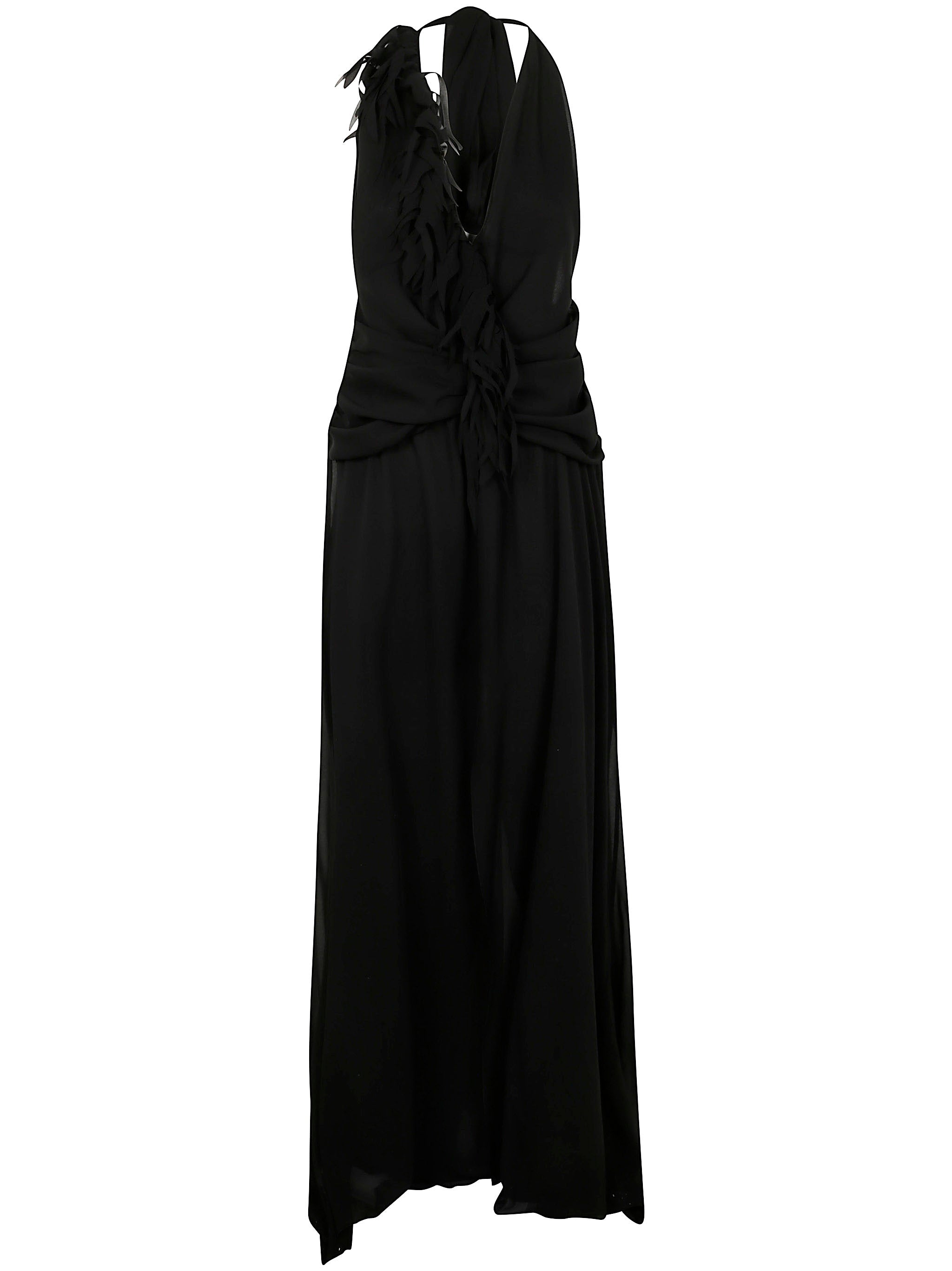 BLUMARINE Fringe Mini Georgette Dress