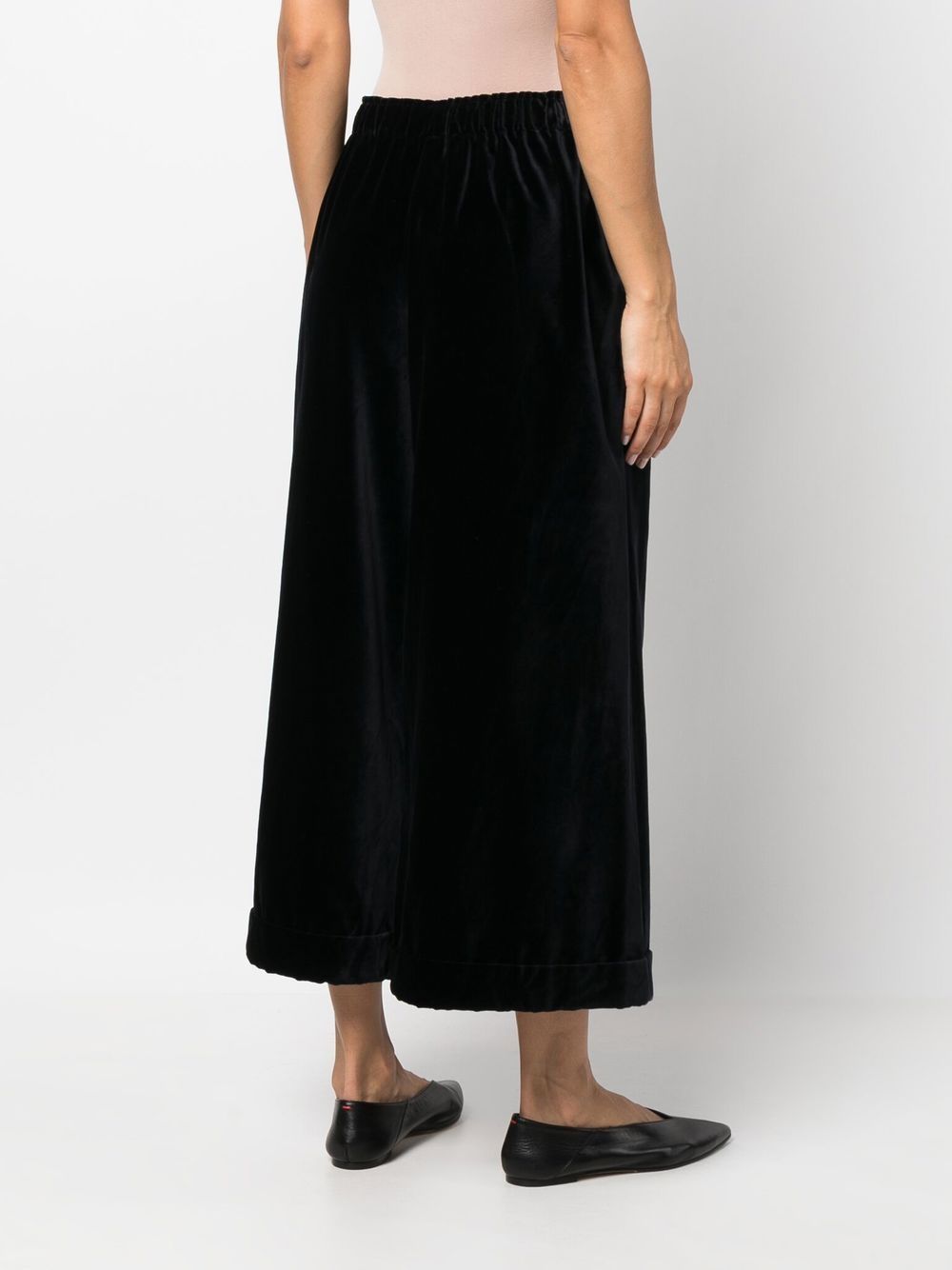 DANIELA GREGIS Cotton Pajama Trousers with Cropped Wide Leg