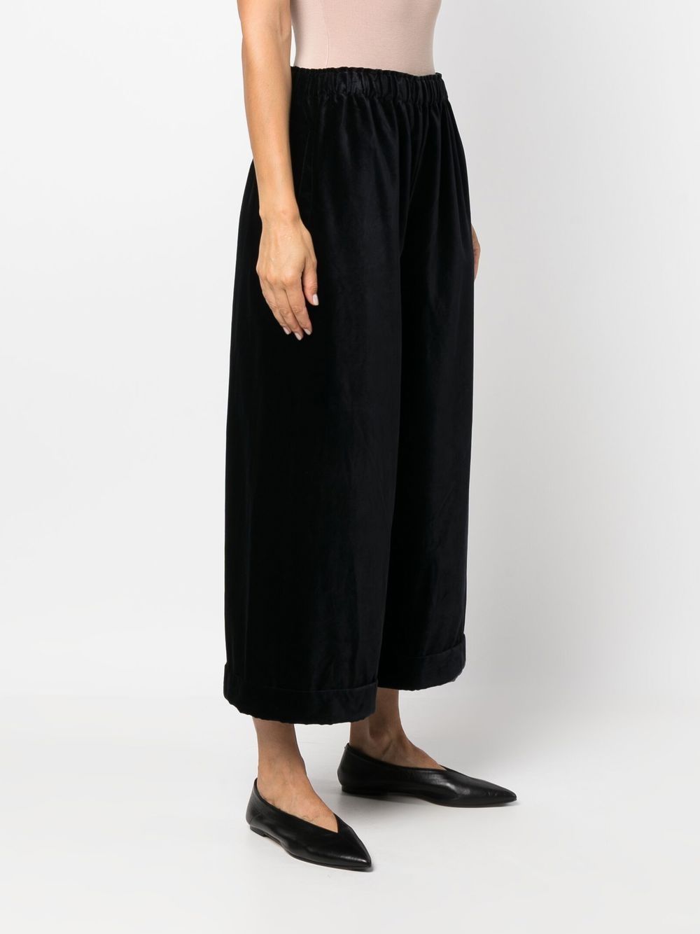 DANIELA GREGIS Cotton Pajama Trousers with Cropped Wide Leg