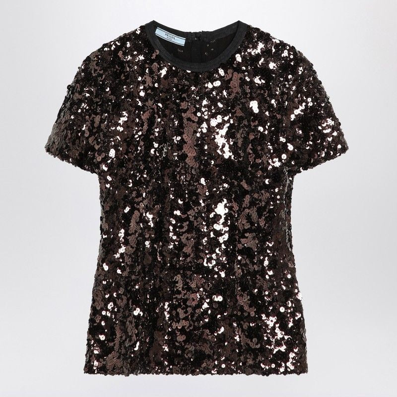 PRADA Sequin Sweater with Bow Detail