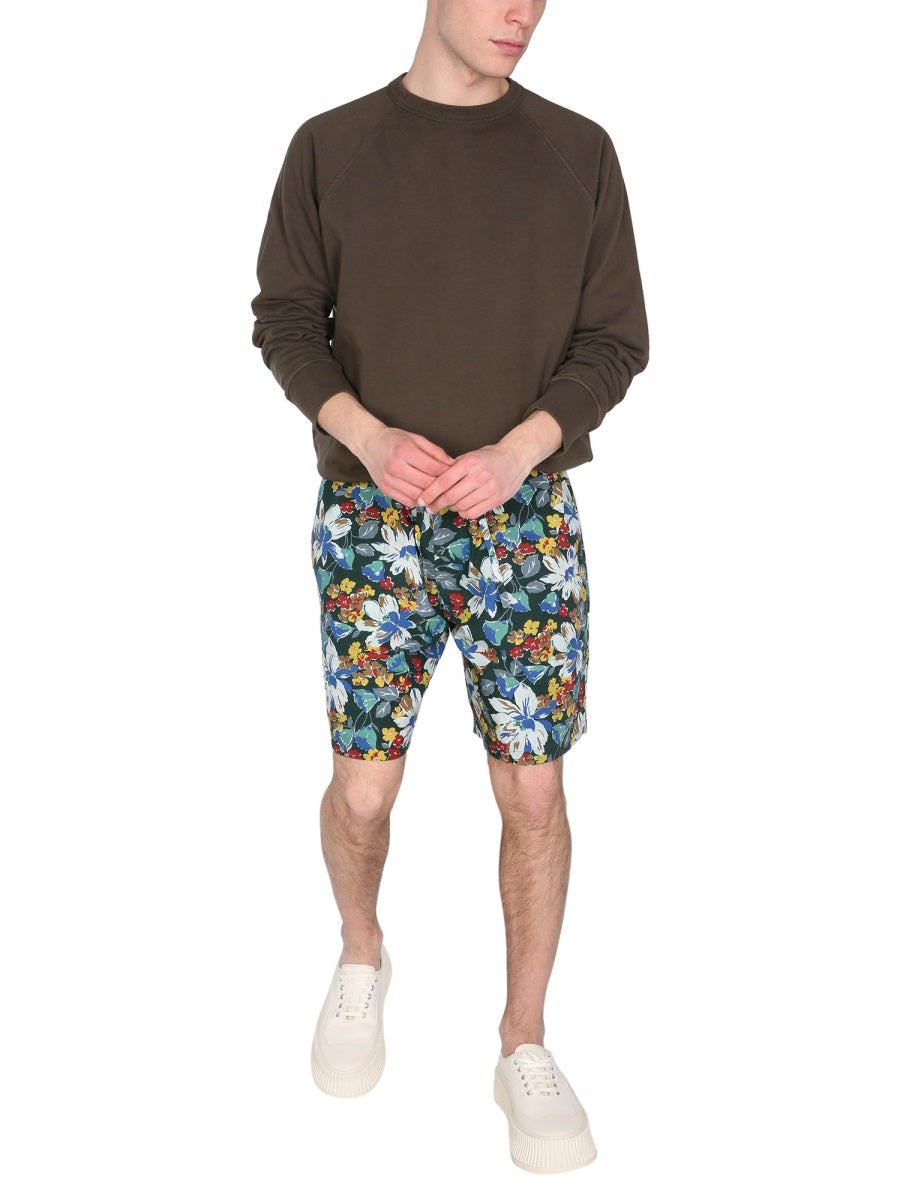 YMC Men's Floral Print Bermuda Shorts