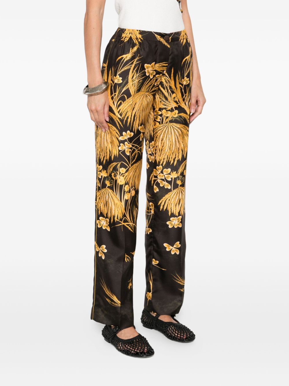 F.R.S FOR RESTLESS SLEEPERS Printed Silk Trousers for Women - FW25 Collection