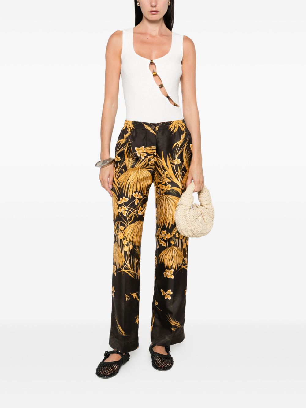 F.R.S FOR RESTLESS SLEEPERS Printed Silk Trousers for Women - FW25 Collection