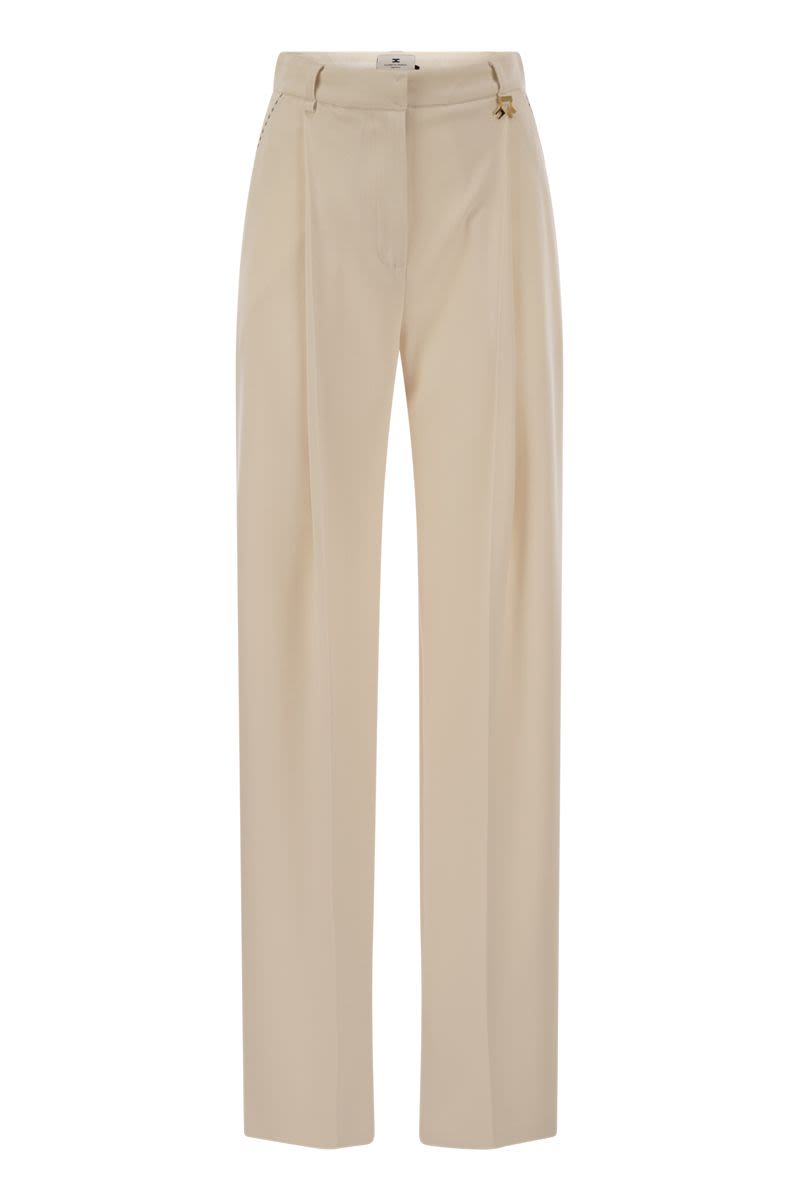 ELISABETTA FRANCHI Crepe Trousers with Contrast Stitching