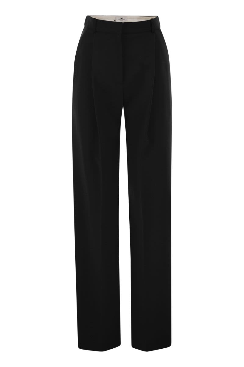 ELISABETTA FRANCHI Tailored Crepe Trousers with Satin Details