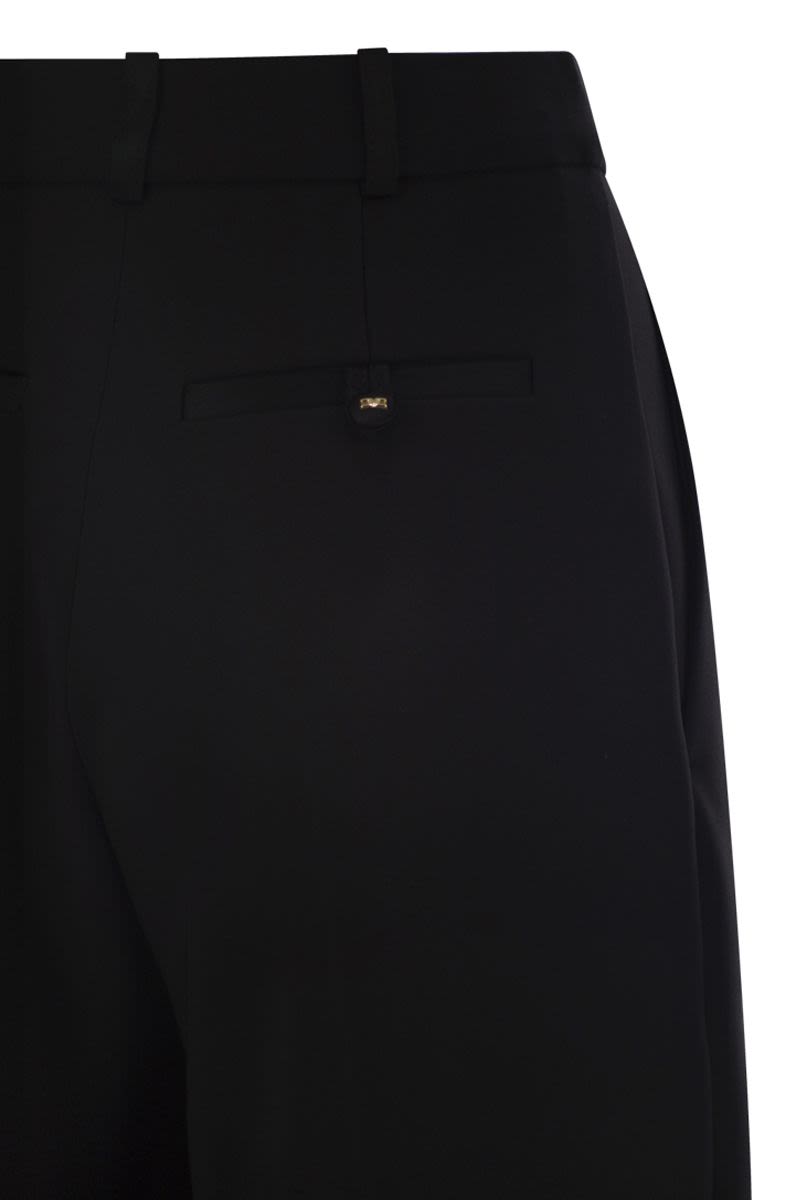 ELISABETTA FRANCHI Tailored Crepe Trousers with Satin Details