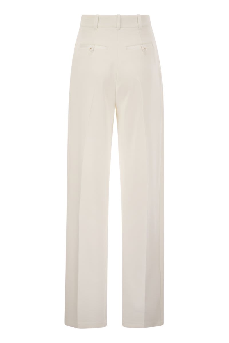 ELISABETTA FRANCHI Tailored Crepe Trousers with Satin Details