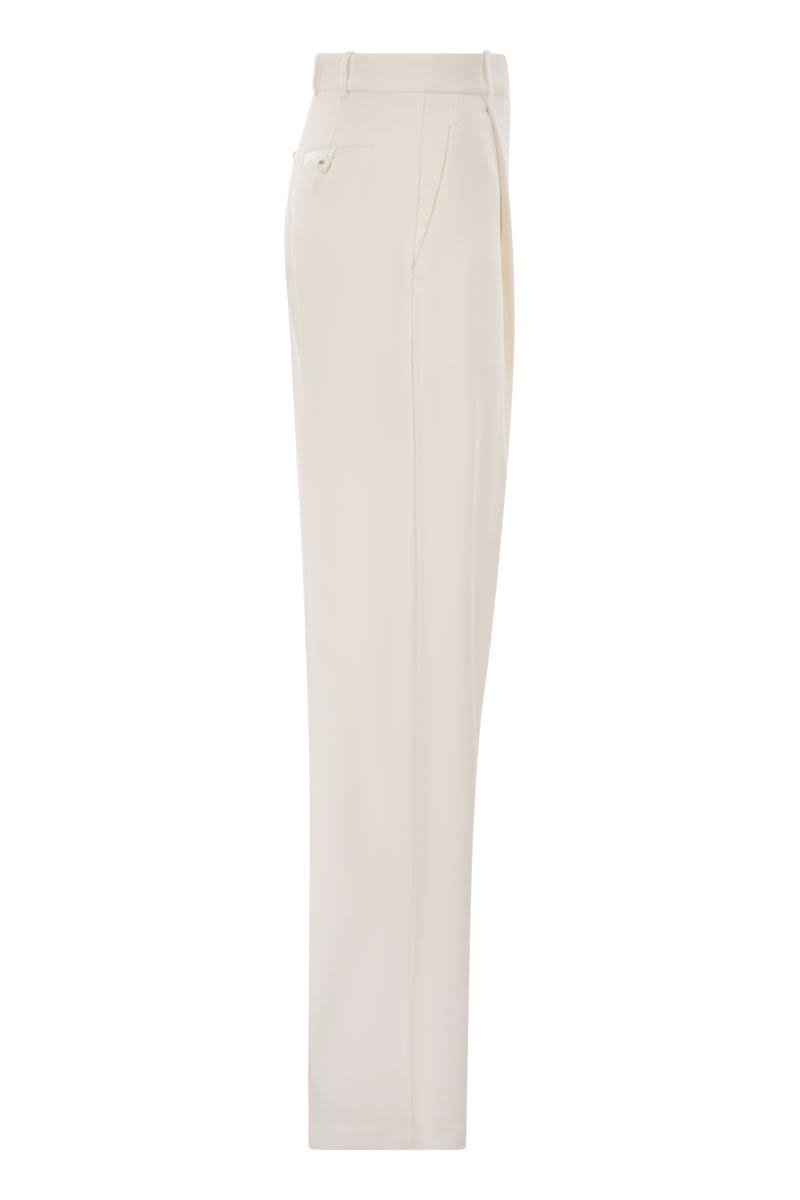 ELISABETTA FRANCHI Tailored Crepe Trousers with Satin Details