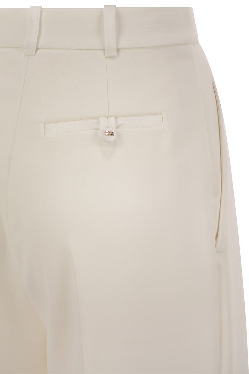 ELISABETTA FRANCHI Tailored Crepe Trousers with Satin Details