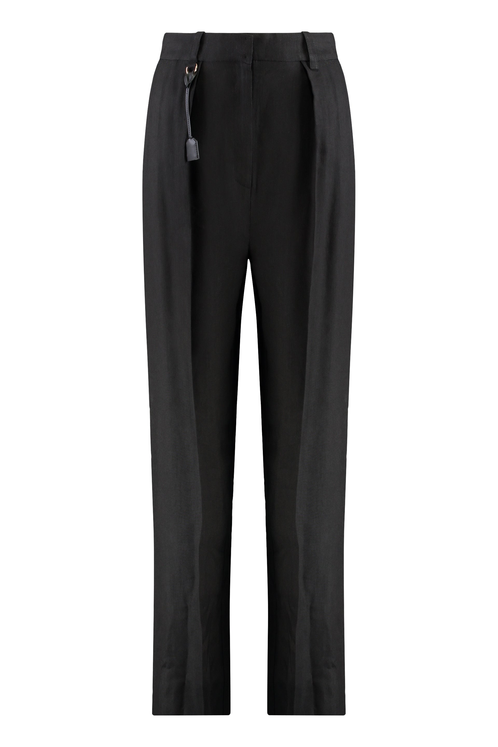 ELISABETTA FRANCHI High-Waist Wide-Leg Trousers with Removable Charm