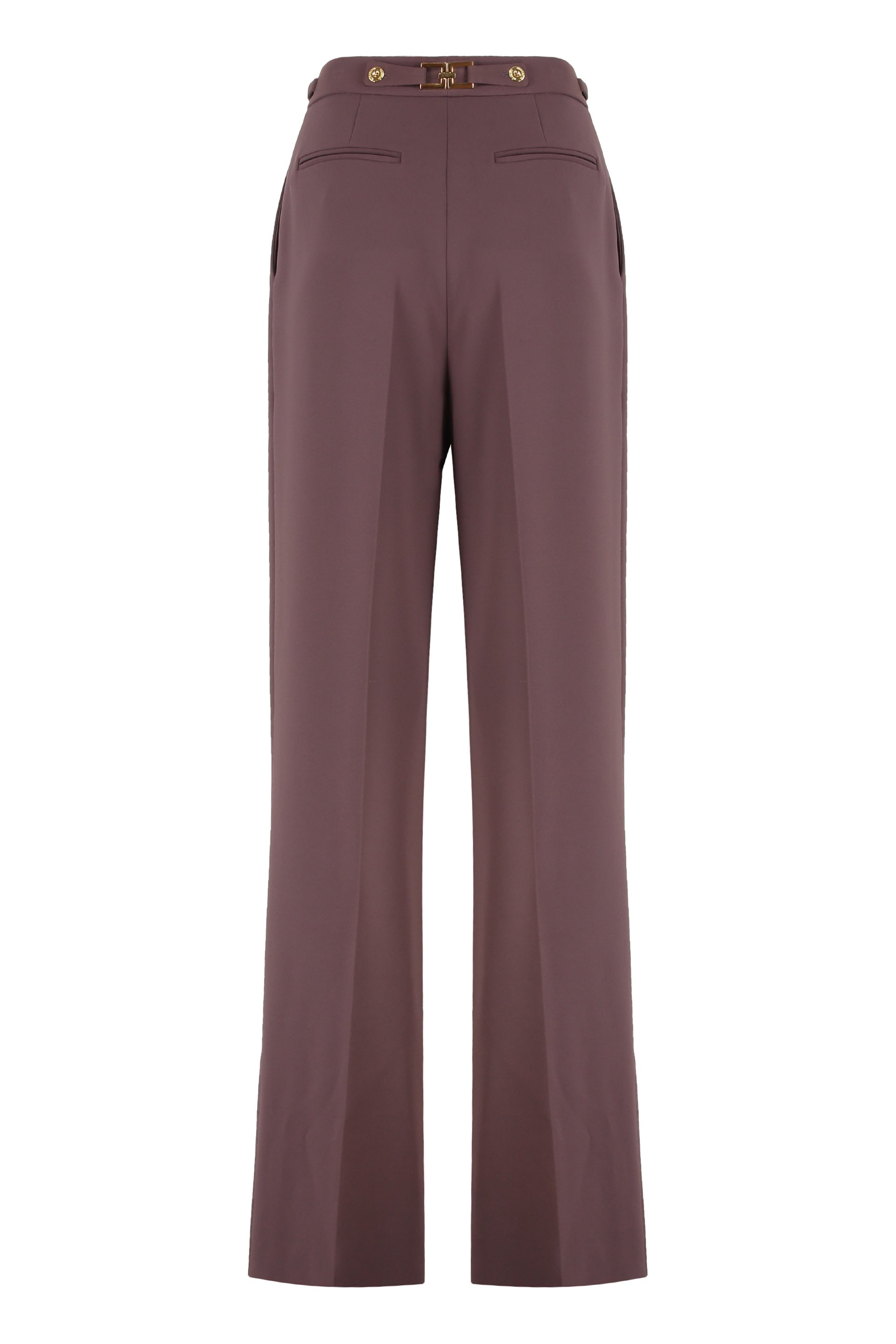 ELISABETTA FRANCHI Crepe Pants with Jewelry Accents for Women