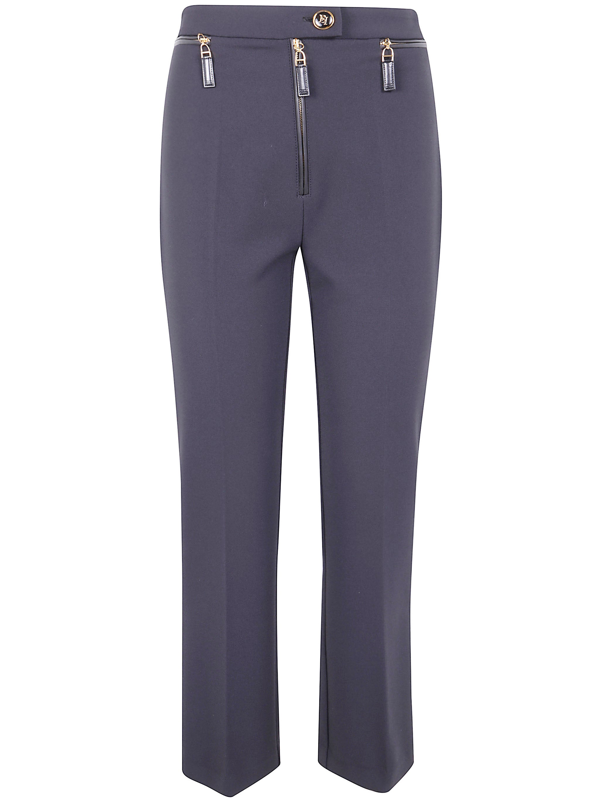 ELISABETTA FRANCHI High Waisted Trousers with Zip Closure for Women