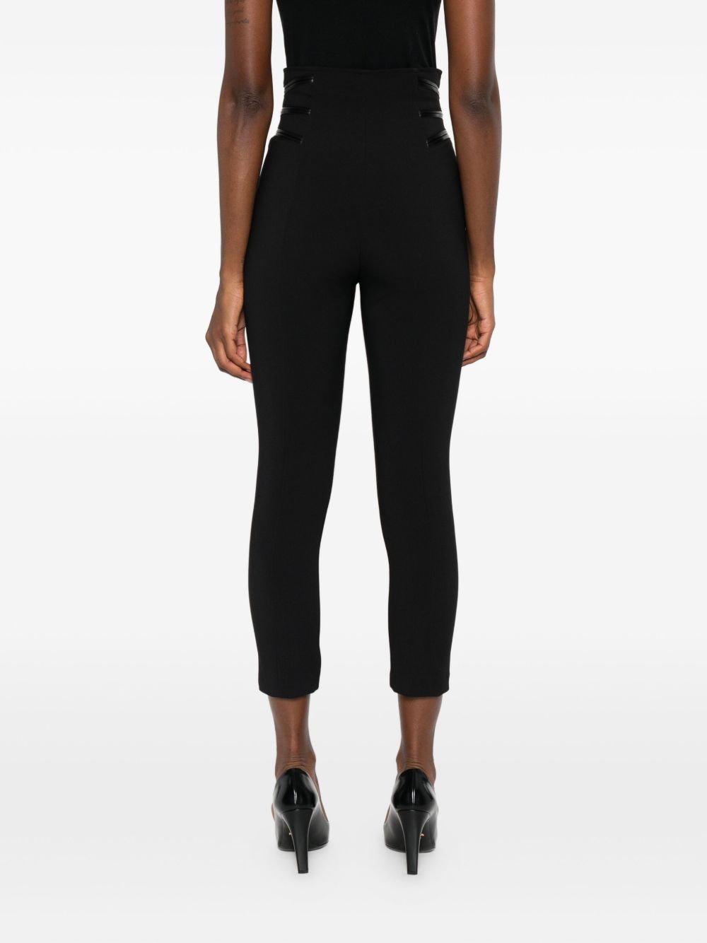 ELISABETTA FRANCHI Ankle-Length Crepe Trousers with Decorative Zip Details