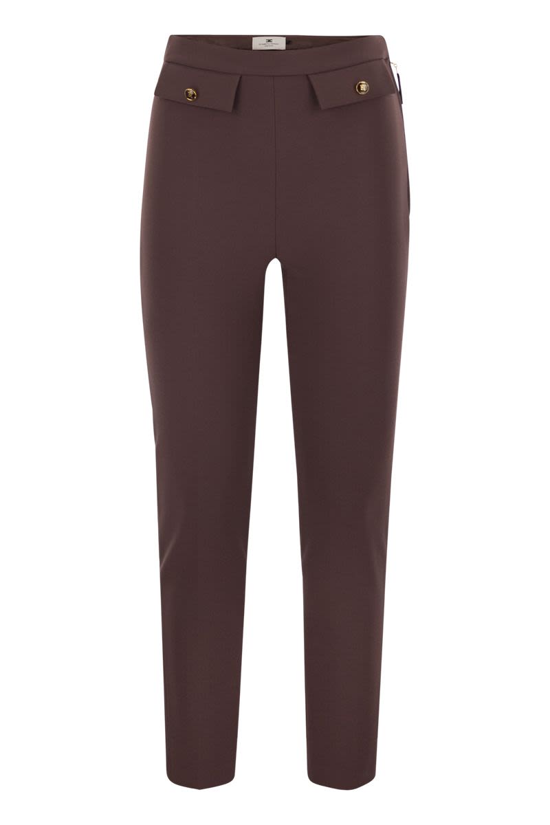 ELISABETTA FRANCHI Slim-Fit Double Crepe Trousers with Ankle Length