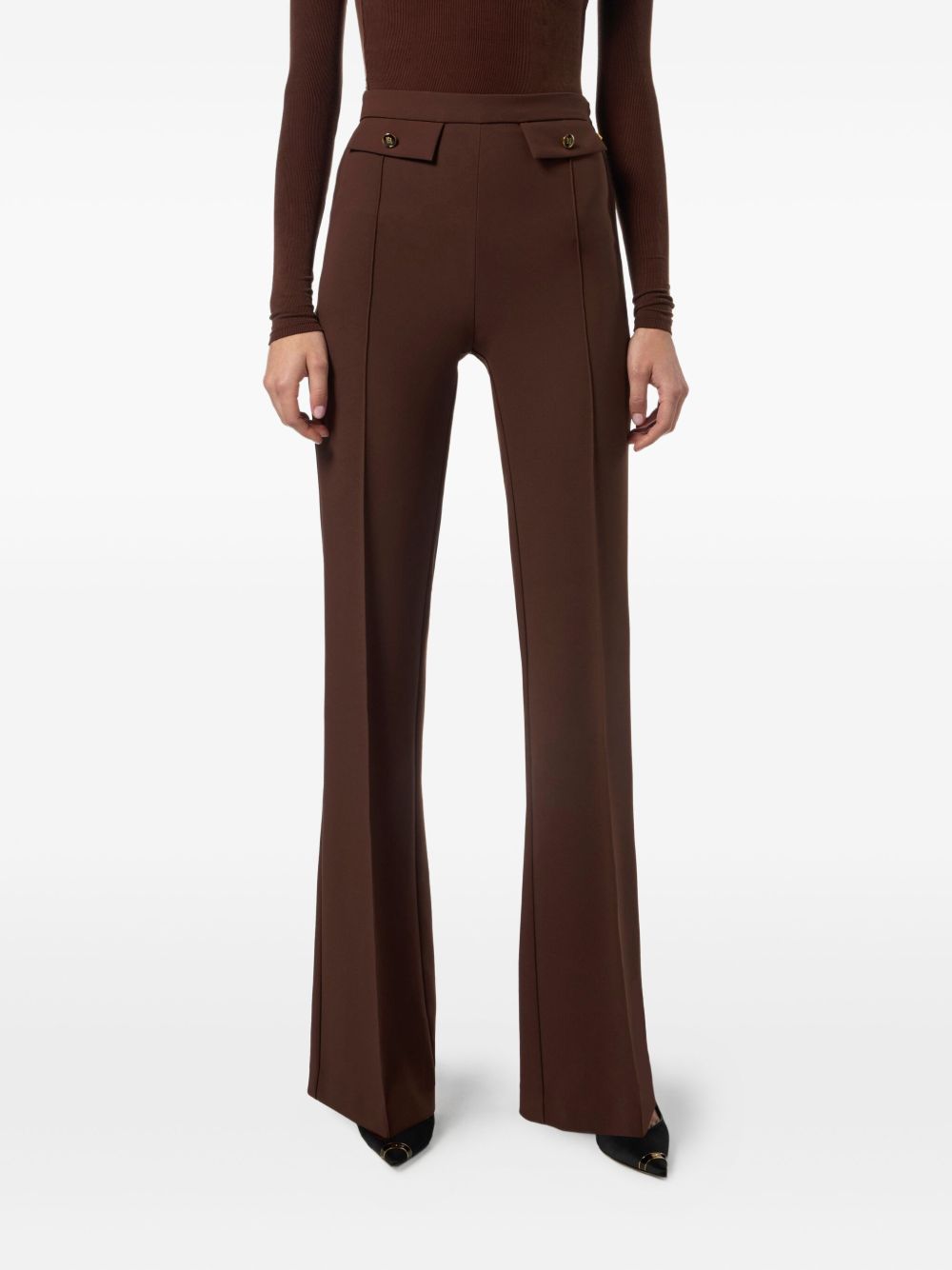 ELISABETTA FRANCHI High Waist Flared Trousers with Button Details