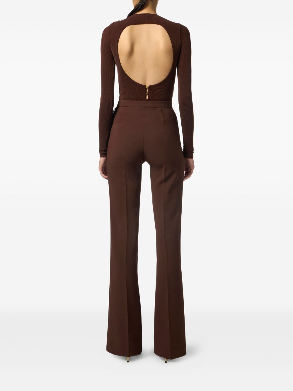 ELISABETTA FRANCHI High Waist Flared Trousers with Button Details