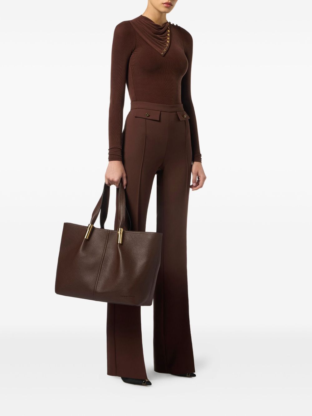 ELISABETTA FRANCHI High Waist Flared Trousers with Button Details