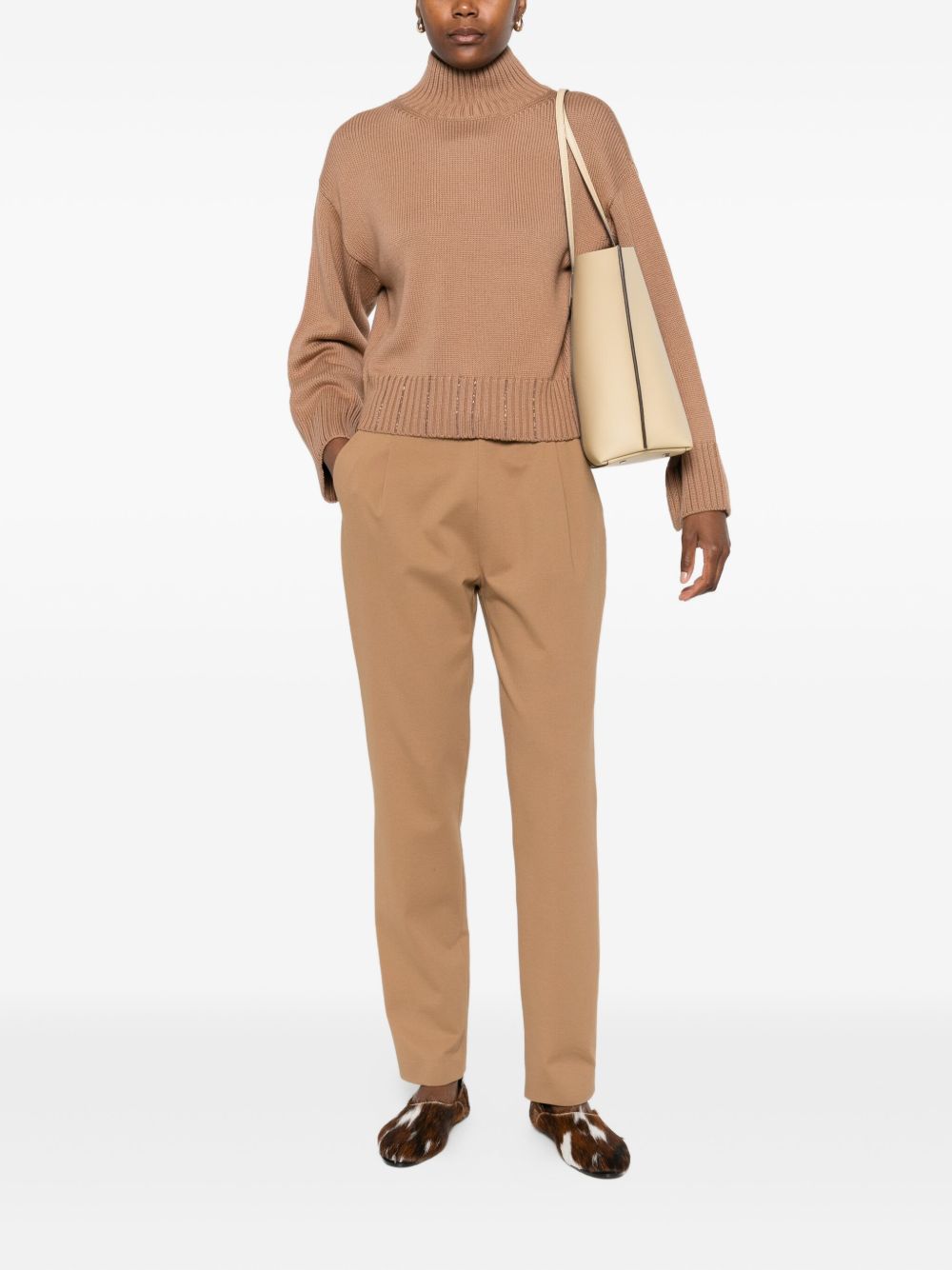 FABIANA FILIPPI Slim Drawstring Trousers with Pleated Detailing