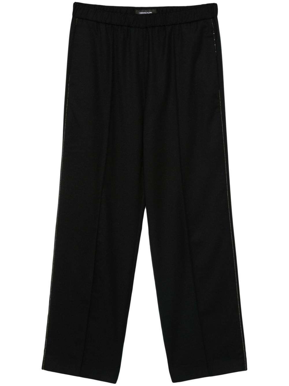 FABIANA FILIPPI Mid-Rise Wool Blend Trousers with Bead Embellishment