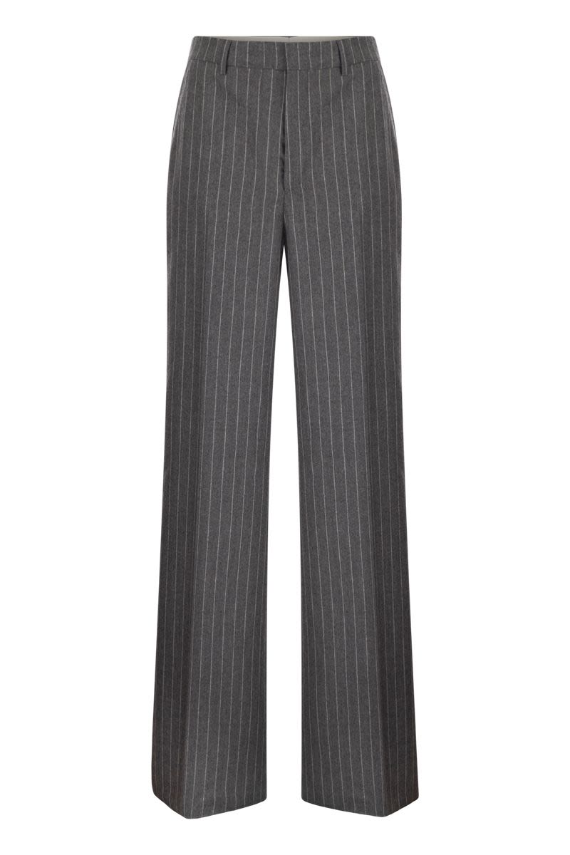 TAGLIATORE Superfine Wool Pinstriped Trousers - Regular Fit