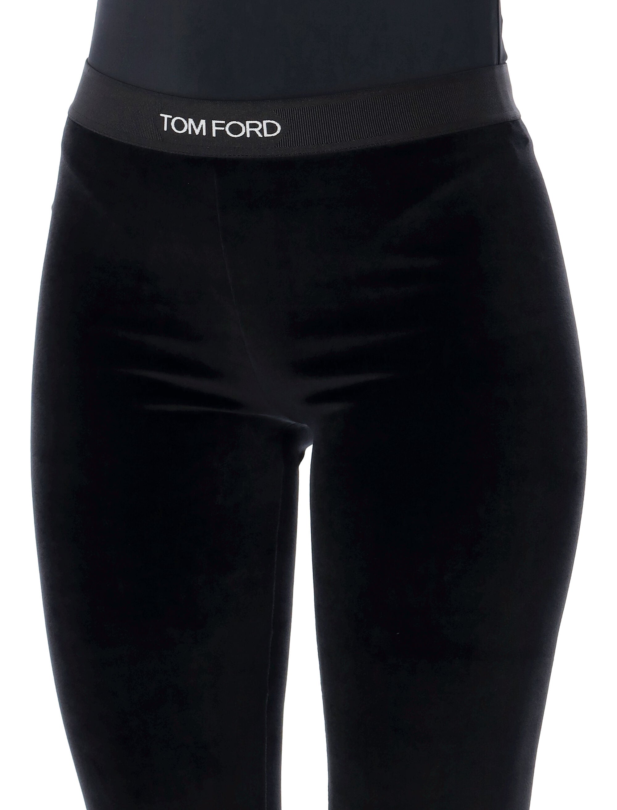 TOM FORD Stretch Velour High-Waisted Leggings - Size S