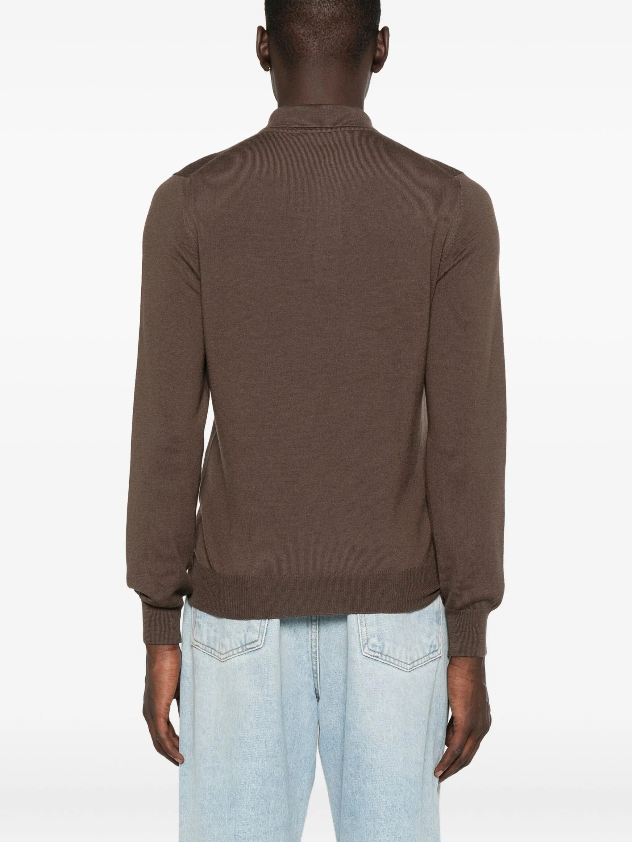 TAGLIATORE Classic Long Sleeve Wool Polo Shirt for Men