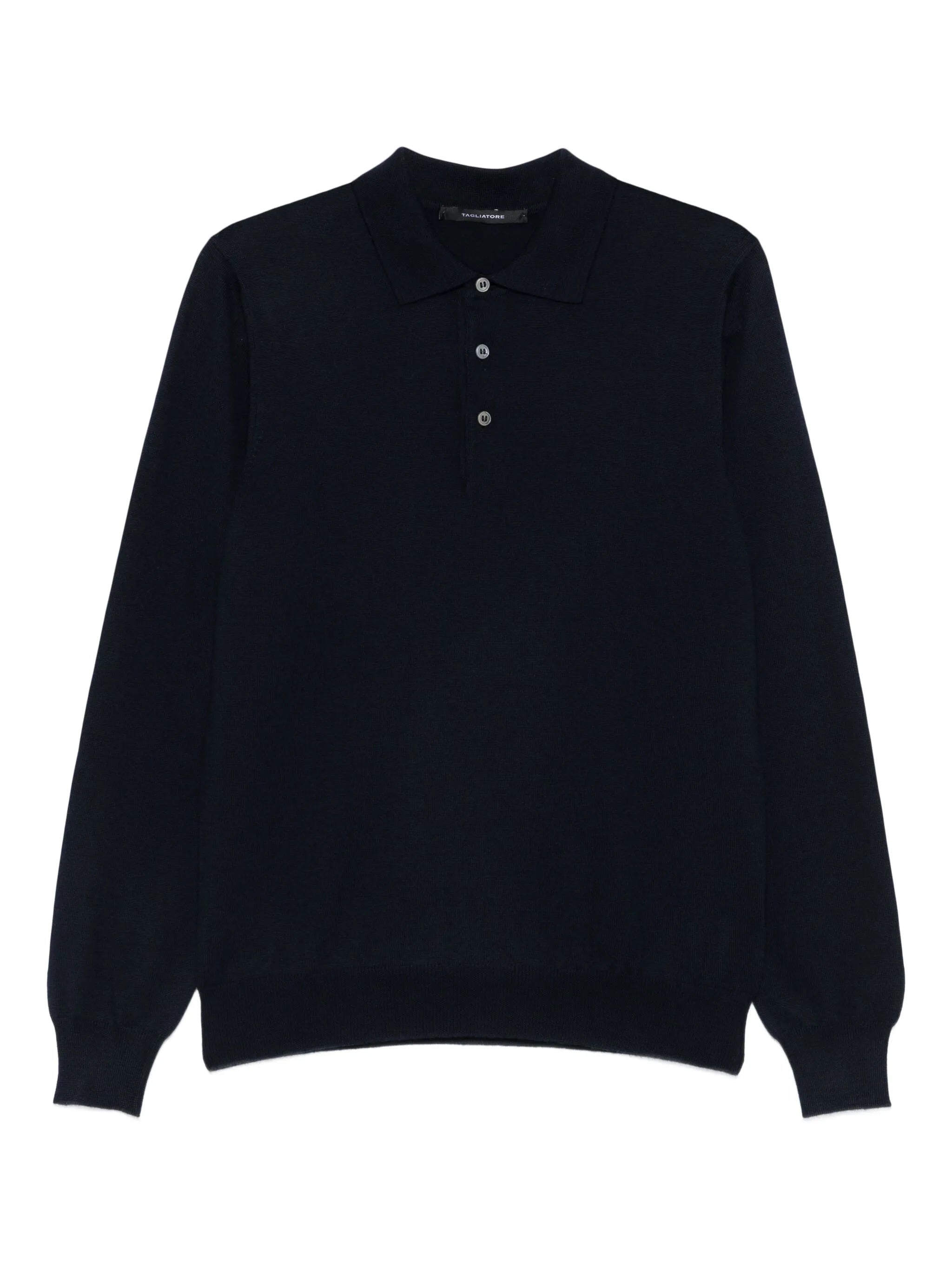 TAGLIATORE Men's Classic Wool Polo Shirt with Long Sleeves