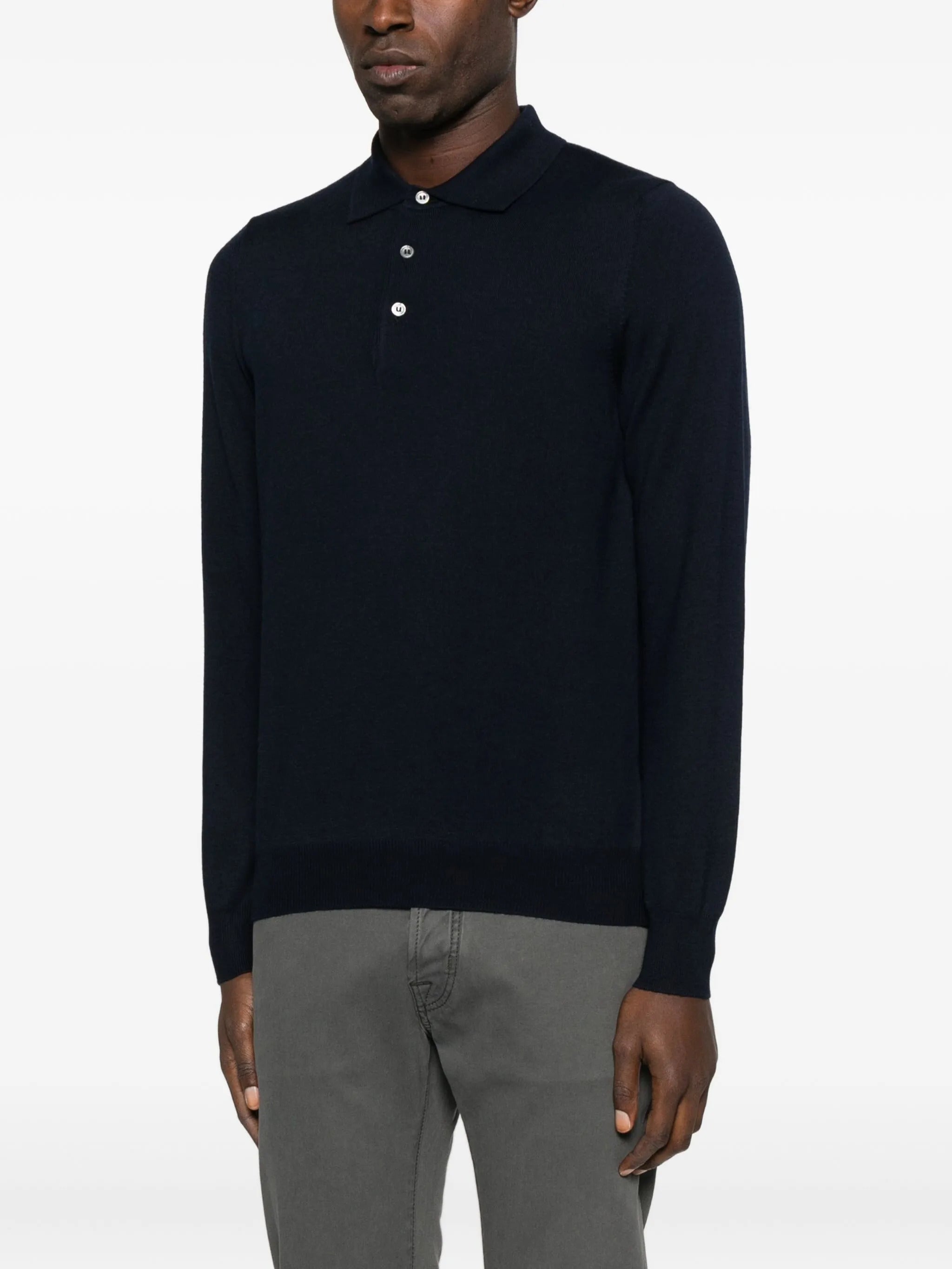 TAGLIATORE Men's Classic Wool Polo Shirt with Long Sleeves