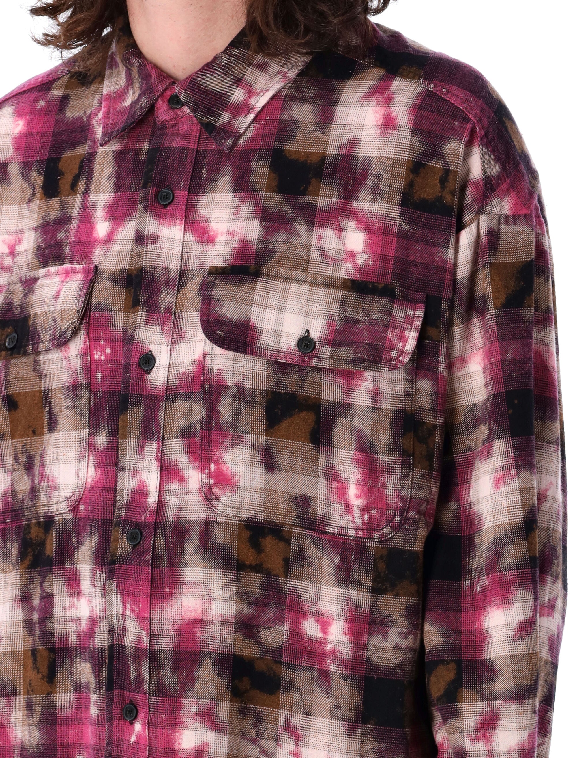 PALM ANGELS Curved Logo Check Shirt - Men's Spring Summer 2025