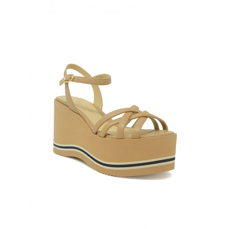 PALOMA BARCELÓ Elegant Leather Wedge Sandals with 100mm Heel