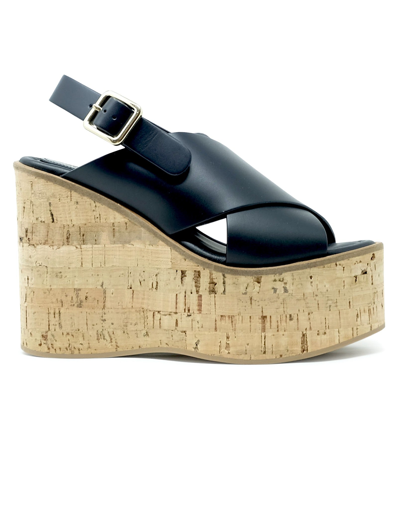 PALOMA BARCELÓ Chic Leather Begonia Wedge Sandals - 100 mm Heel
