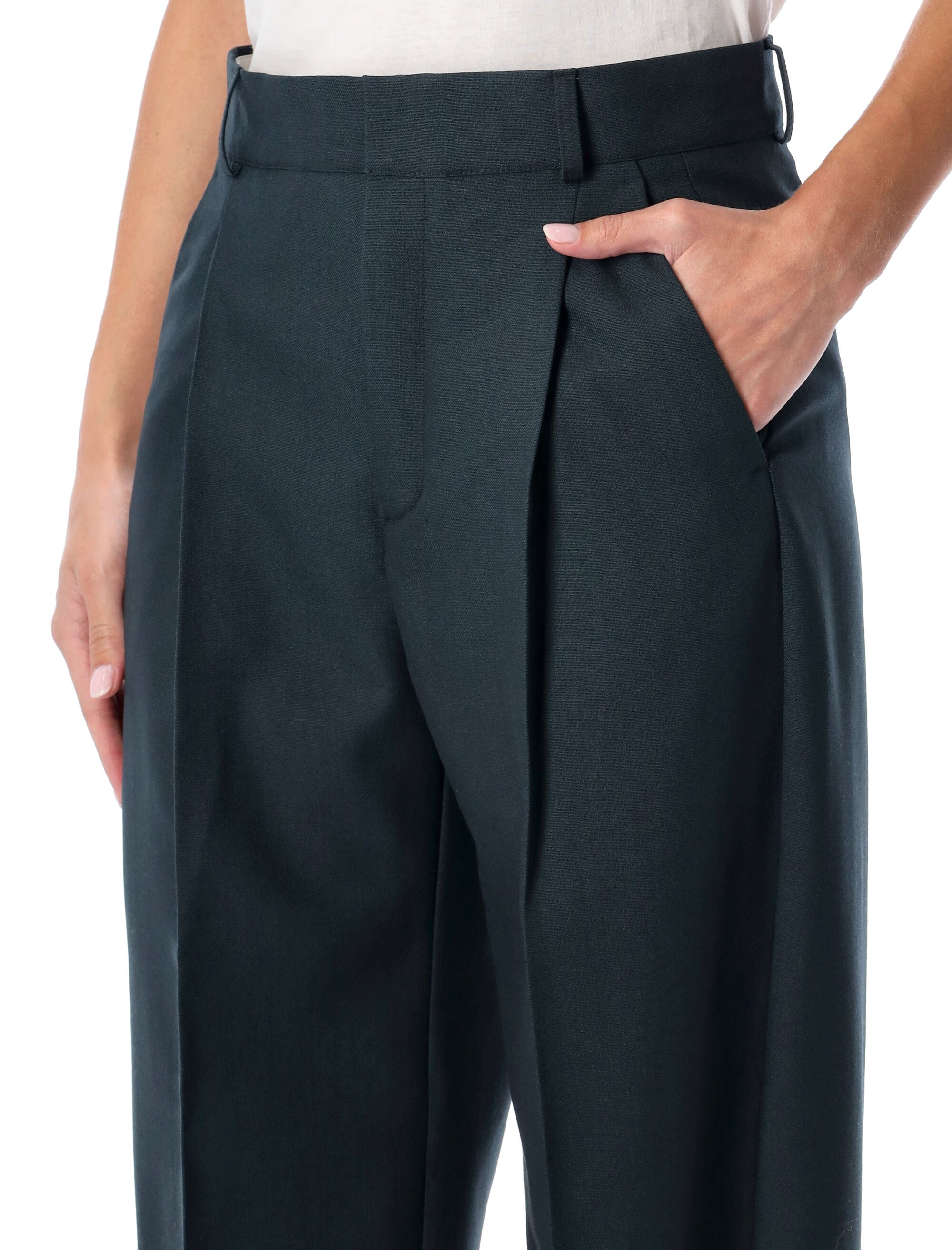 SOEUR Tailored Virgin Wool Trousers - Size 36