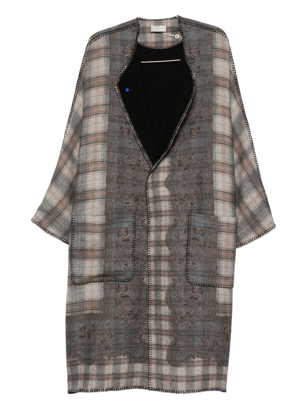 PIERRE LOUIS MASCIA Wool Kimono with Checkered Design for Women
