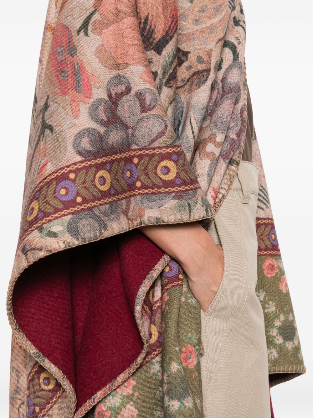 PIERRE LOUIS MASCIA Floral Tapestry Wool Printed Poncho
