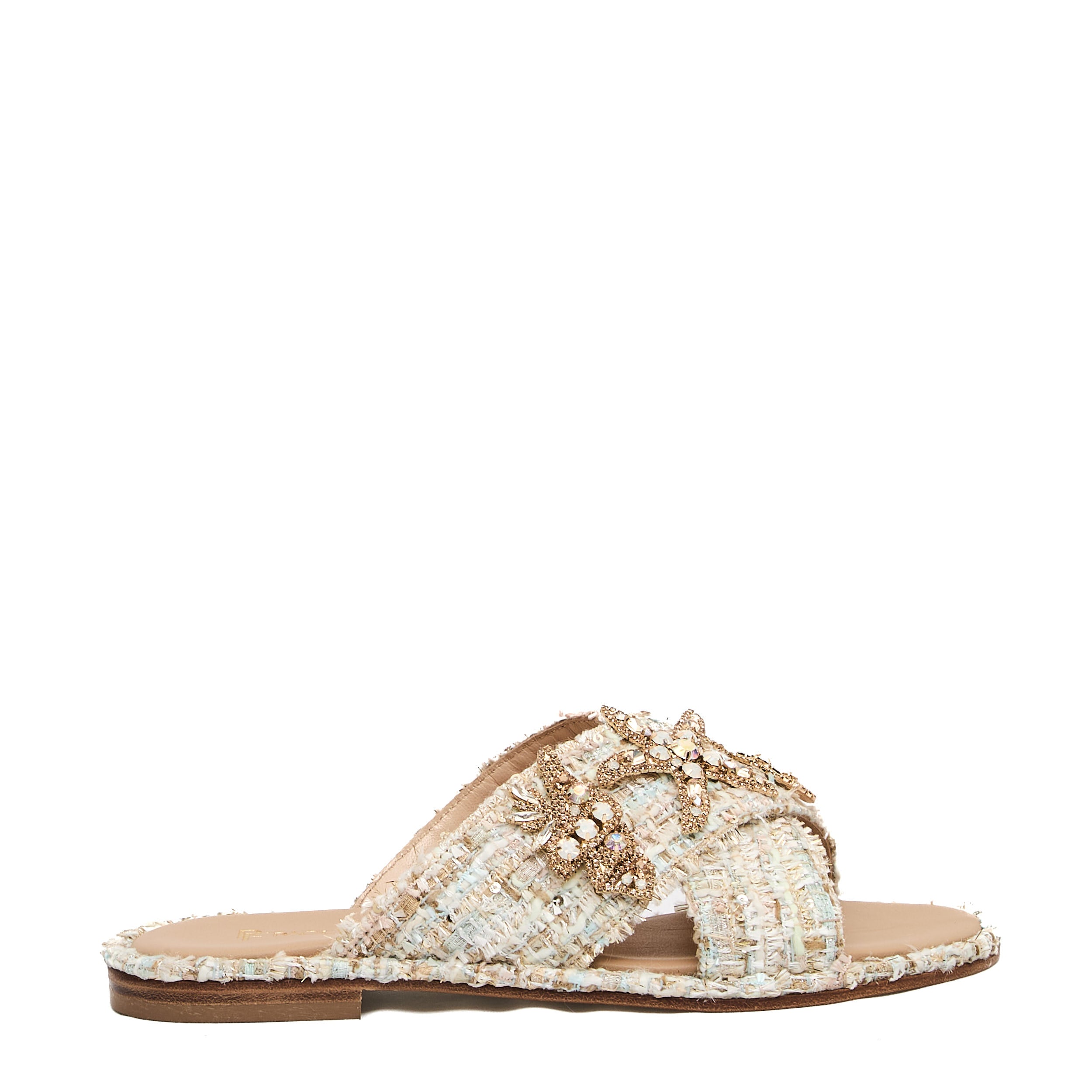 PAOLA FIORENZA Elegant Boucle Sandals with Strass Embellishment