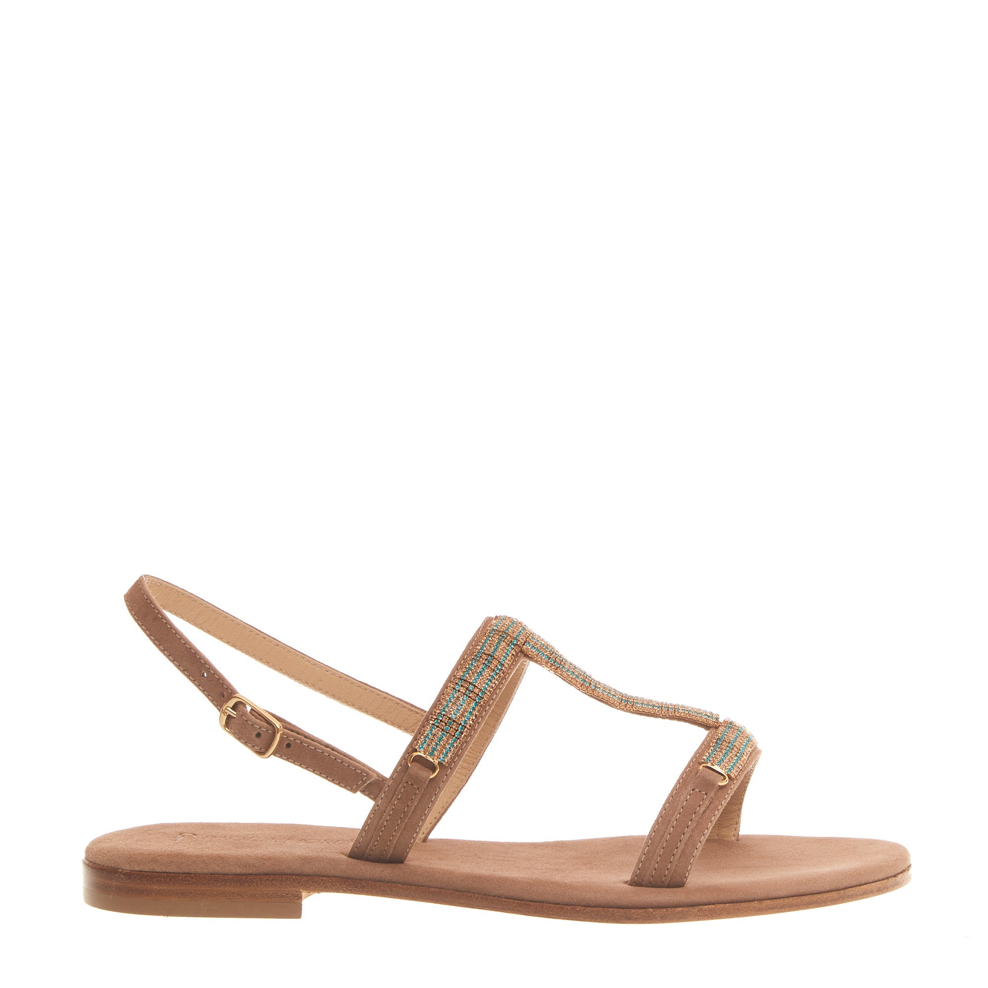 PAOLA FIORENZA Elegant Mini Suede Sandals with Crystal Accents